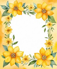 Obraz premium Add a touch of sunshine to your design with our vibrant yellow floral frame mockup. Let your text or photo shine in the center of nature's beauty