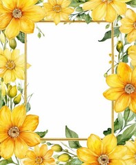 Obraz premium Add a touch of sunshine to your design with our vibrant yellow floral frame mockup. Let your text or photo shine in the center of nature's beauty