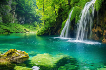 waterfall, water, nature,
