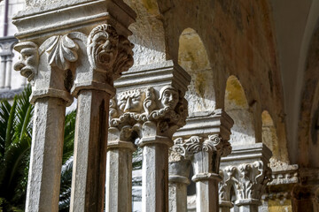 Franciscan monastery, Dubrovnik, Croatia. Cloister capitals