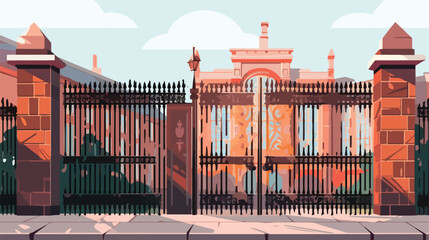 Iron gates and fences design 2d flat cartoon vactor