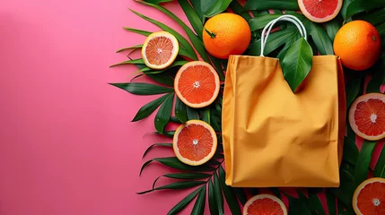 Foto op Plexiglas Orange shopping bag with fresh citruses © Volodymyr Skurtul