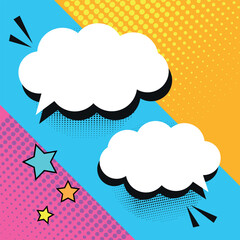Speech bubbles template in retro pop art style. Vector illustration