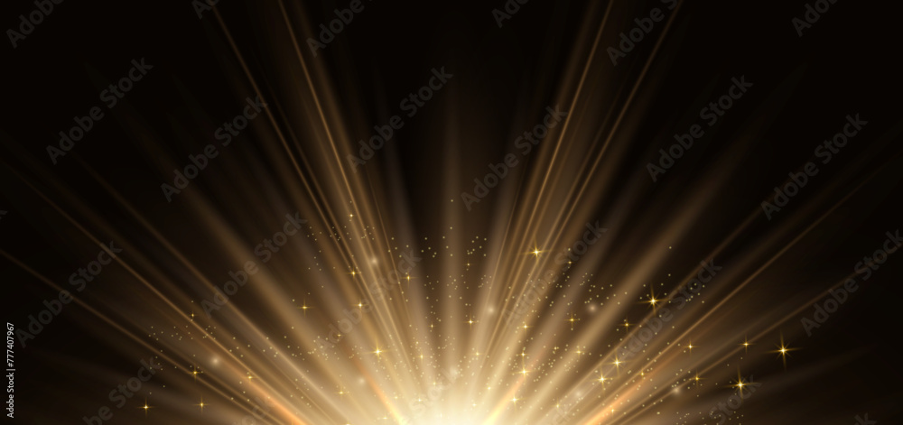 Canvas Prints elegant golden light ray on black background with lighting effect and sparkle with copy space for te