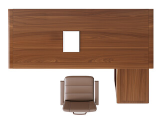 Fototapeta premium Empty Office Table. Top Floorplan View. Interior Design Template. Ai Generative