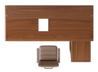 Foto auf Acrylglas Antireflex Empty Office Table. Top Floorplan View. Interior Design Template. Ai Generative © susse_n