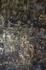 Ajanta caves, a UNESCO World Heritage Site in Maharashtra, India. Cave 16.  Simhala Avadana paintings