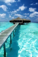 Fototapeta na wymiar The beautiful and serene beaches of the Maldives, with crystal-clear waters, white sands, 