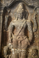 Ellora caves, a UNESCO World Heritage Site in Maharashtra, India. Kailasa temple, Shiva monolithic statue