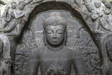 Fototapeta na wymiar Ellora caves, a UNESCO World Heritage Site in Maharashtra, India. Cave 10. Teaching Buddha,