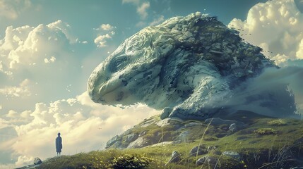 Giant Creatures in Textured Landscapes, To provide unique and captivating artwork for use in a variety of mediums, from game design to book covers