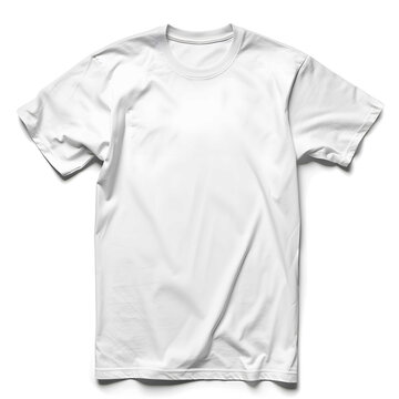 3D mockup of white t-shirt template, white background, Ai generated image