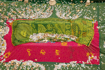 Bibi Ka Maqbara in Aurangabad, India. Rabia-ud-Dauraniâ€™s tomb with offerings
