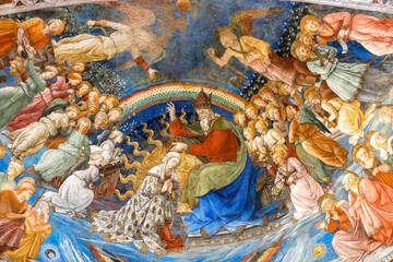 Cattedrale di Santa Maria Assunta or Duomo di Spoleto, Saint MaryÕs Assumption cathedral, Spoleto, Italy. Life of the Virgin by Filippo Lippi, 1467-1469. MaryÕs coronation