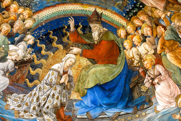 Cattedrale di Santa Maria Assunta or Duomo di Spoleto, Saint MaryÕs Assumption cathedral, Spoleto, Italy. Life of the Virgin by Filippo Lippi, 1467-1469. MaryÕs coronation