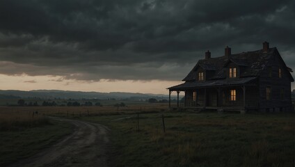Mysterious Old House at Dusk