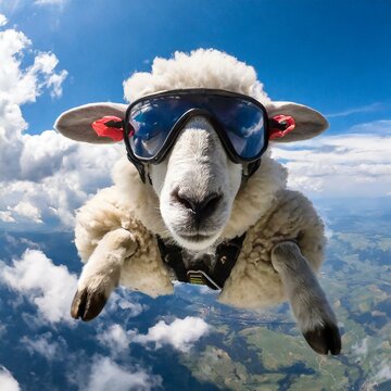 Sheep jumping in the air