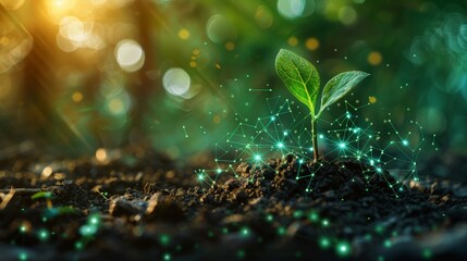 A young plant breaking through the soil