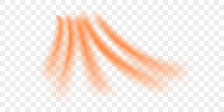 Hot flow from the air conditioner. Realistic 3d vector illustration isolated on transparent background.