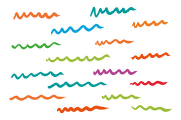 Colorful Wavy Lines Hand-drawn Set
