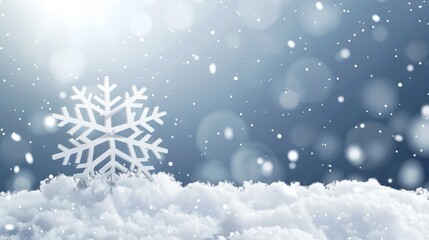 illustration Christmas concept design with white snowflakes background. snow with copy space. Ai generated