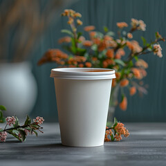 white paper cup for hot drinks. Made with generative ai

