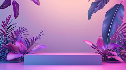 purple podium. violet flora. A modern abstract design featuring smooth violet gradients, geometric rectangles, and subtle floral elements. Generative AI