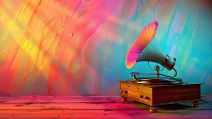 gramophone on a blue background Generative AI
