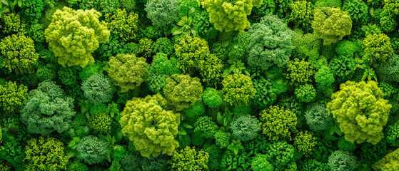 A full-frame image of a green cauliflower and broccoli mix, with a natural and organic concept, on a green background, Generative AI. Generative AI