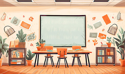 Minimalist Boho Classroom Illustration Background