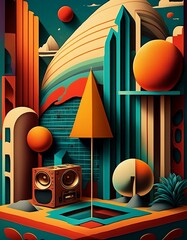 music poster from the 60s, 70s, 80s, 90s. Abstract poster.