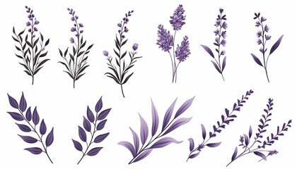 purple flowers isolated on white background