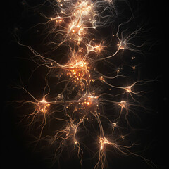 Macrophotography of glittering Neurons in dark