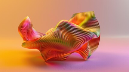 illustration abstract three-dimensional rendering of a wavy prism on a light background. Ai generated
