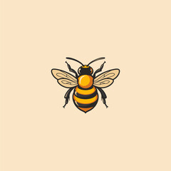 Bee logo design vector flat illustration template