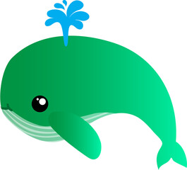 cute whale cartoon, sea animal