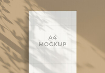 A4 Paper Mockup With Shadow Overlay and Editable Background