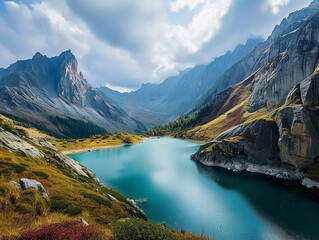Serene Alpine Lake Panorama