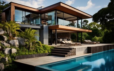 Fototapeta premium Luxury house with swimming pool