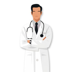 Fototapeta premium Doctor's Day character illustration for healthcare flyer design transparent background doctor clipart for animation