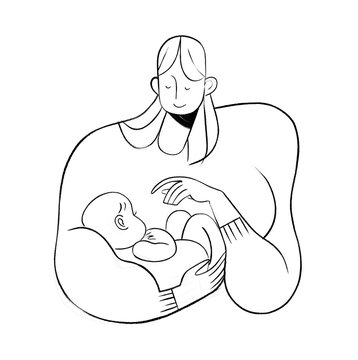 Pencil Mother and Baby Parenthood Spot Illustration Icon