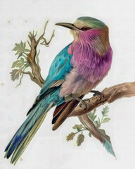 Lilac breasted roller watercolor - 777430105