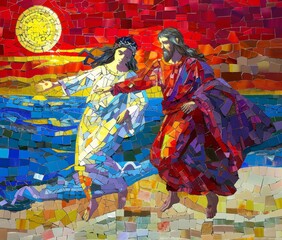 KSJesus and Mary Magdalene running to Jesus in the style