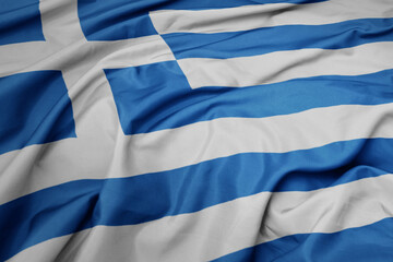 waving colorful national flag of greece.