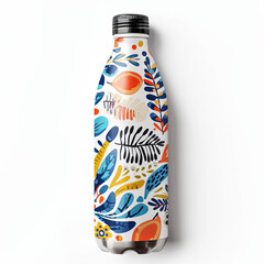 Digital art sticker of a water bottle with motivational fitness quotes in a sleek and modern style