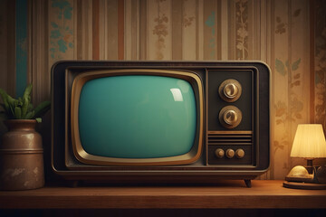 A vintage television in a living room