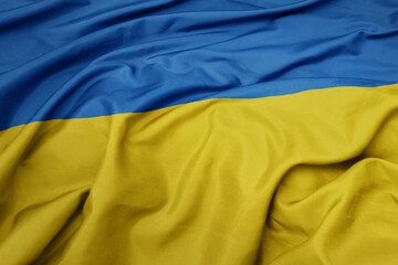 Fototapeta premium waving colorful national flag of ukraine.
