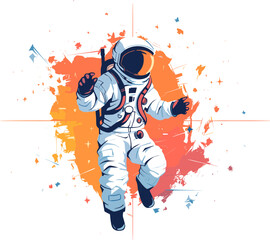 Astronaut in space, abstract colorful background. Flat vector illustration.