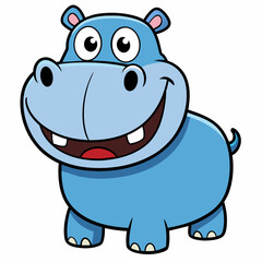 Cheerful hippopotamus: smile from ear to ear