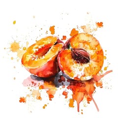 Obraz na płótnie Canvas Vibrant watercolor apricots burst with juicy splendor